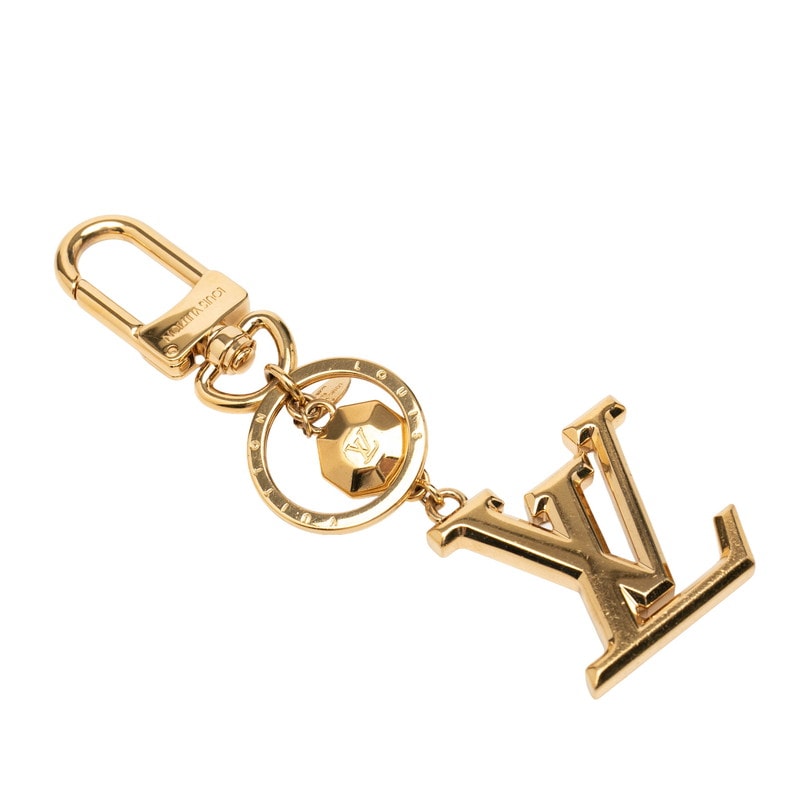 ルイ ヴィトン ポルトクレ LVファセット キーホルダー キーリング チャーム M65216 ゴールド メッキ レディース LOUIS VUITTON 中古