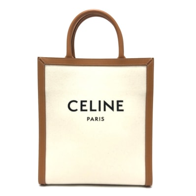 セリーヌ CELINE スモール バーティカル カバ 192082BNZ.02NT 2WAY カバン ハンドバッグ ショルダーバッグ 斜め掛け トートバッグ レザー/キャンバス ベージュ×ブラウン 美品