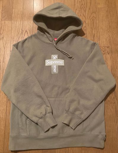 Supreme Cross Box Logo Hooded Sweatshirt "Light Olive"