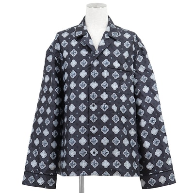 【未使用】LOUIS VUITTON ルイ・ヴィトン パジャマシャツ サイズ XL メンズ 2023SS LV モノグラム ジャガード シルク100% ロングスリーブ 長袖 トップス ブルーグレー イタリア製