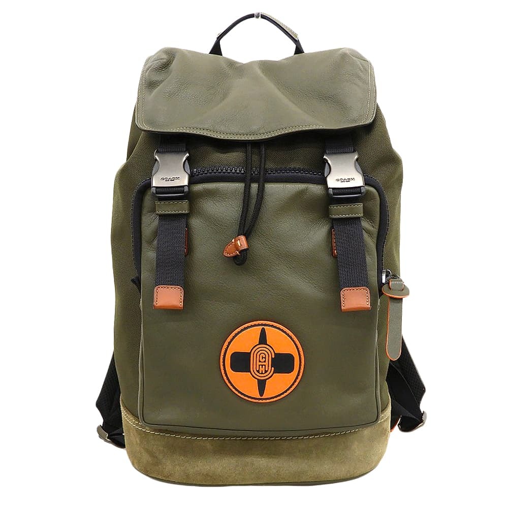 コーチ マイケル・B・ジョーダン NARUTO-ナルト疾風伝- キャンバス×レザー×スエード バックパック リュック デイパック カーキ