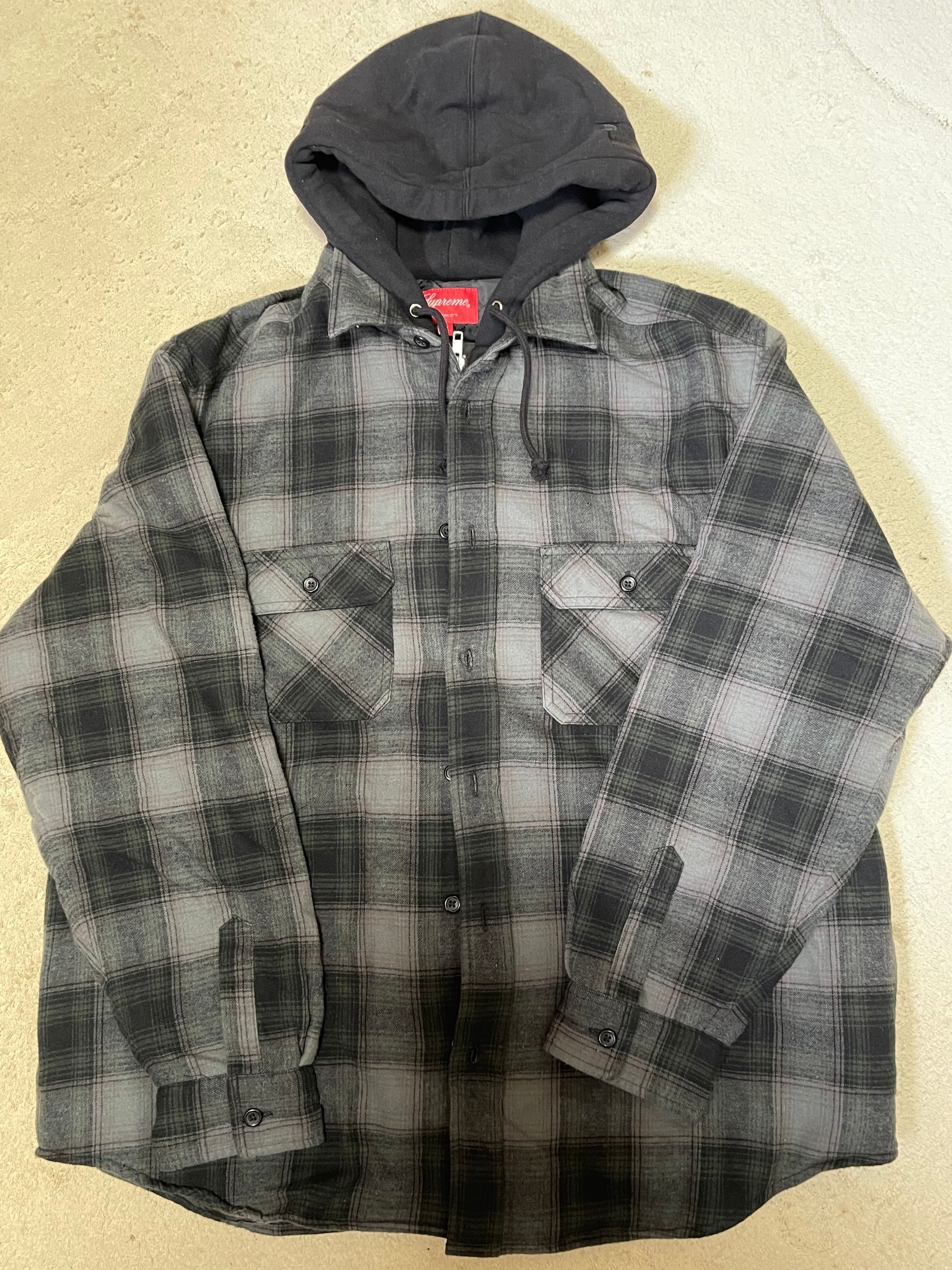 Supreme Hooded Flannel Zip Up Shirt "Black"