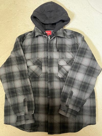 Supreme Hooded Flannel Zip Up Shirt "Black"