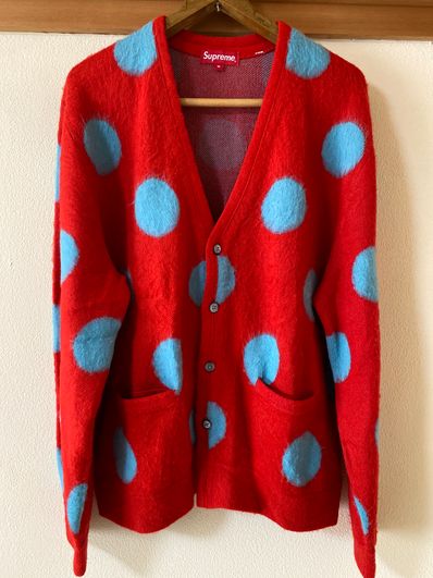 Supreme Brushed Polka Dot Cardigan "Red"