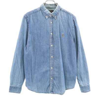 POLO RALPH LAUREN ポロラルフローレン 長袖 シャンブレー ボタンダウンシャツ XL 18-20 ブルー系