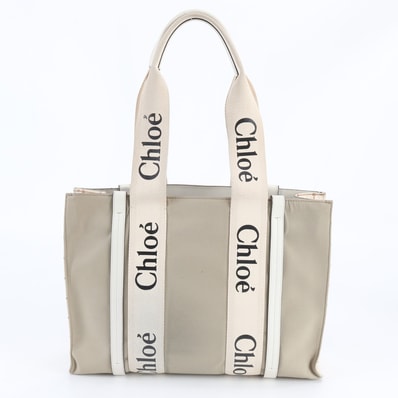■美品 クロエ Woody ミディアム ベージュトート バッグ