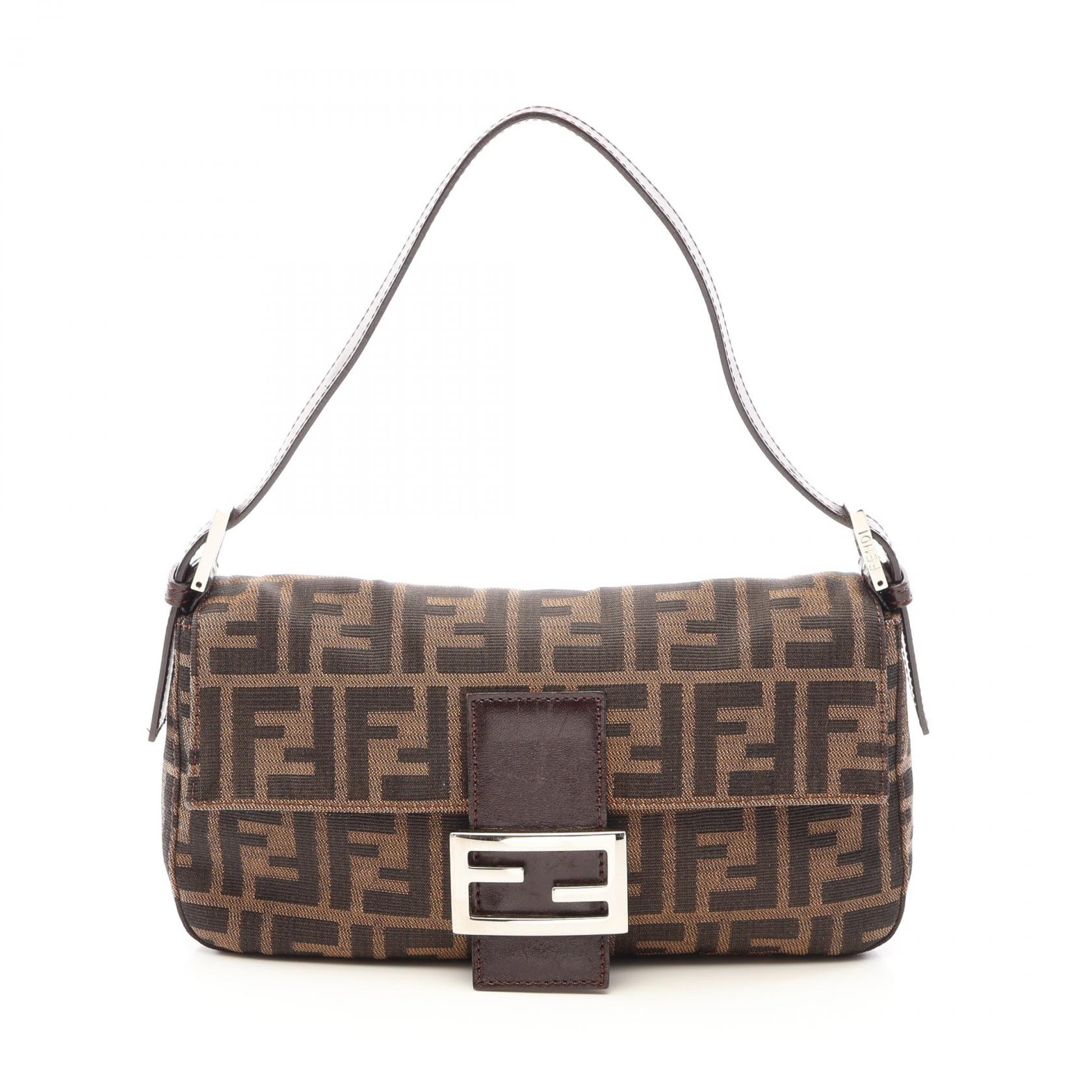 フェンディ FENDI マンマバケット ズッカ ハンドバッグ バッグ キャンバス レザー レディース ブラウン系 / ブラック系 【中古】