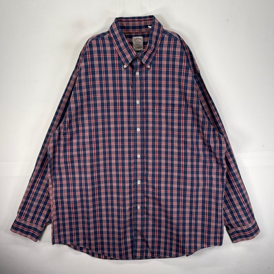 古着 ブルックスブラザーズ Brooks Brothers 長袖シャツ 1818 胸ポケ XL ネイビー系 チェック メンズ
