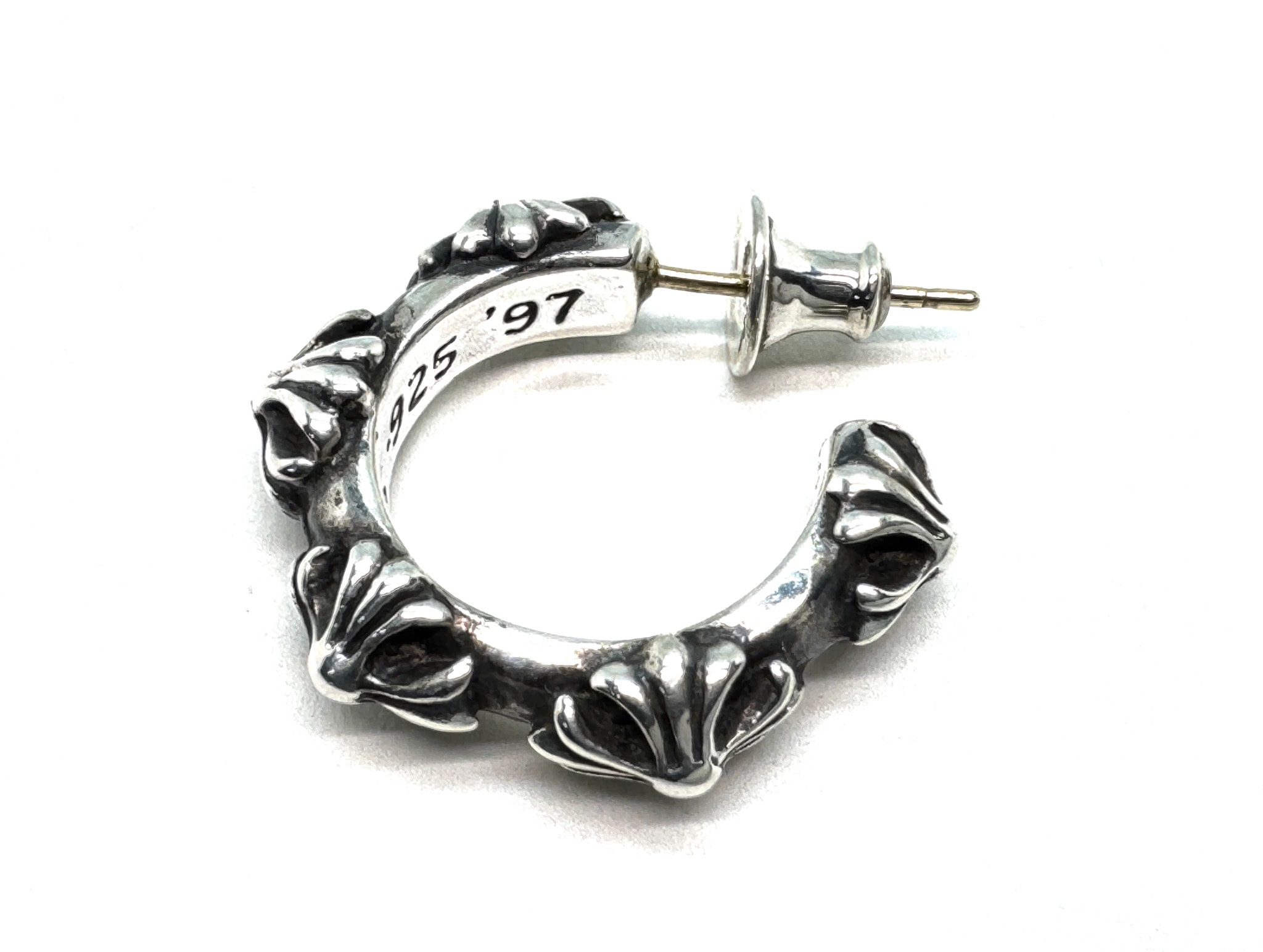Chrome Hearts Cross Band Hoop Earrings Small "Silver"