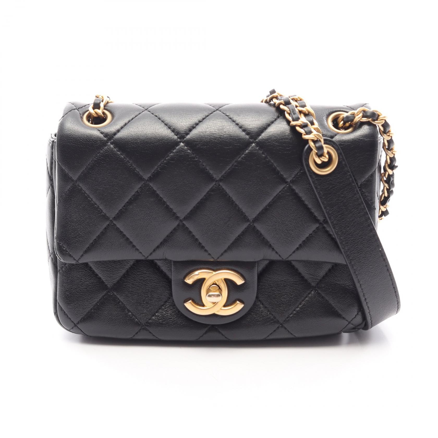 シャネル CHANEL マトラッセ ミニ ショルダーバッグ バッグ ラムスキン(羊革) レディース ブラック系 【中古】