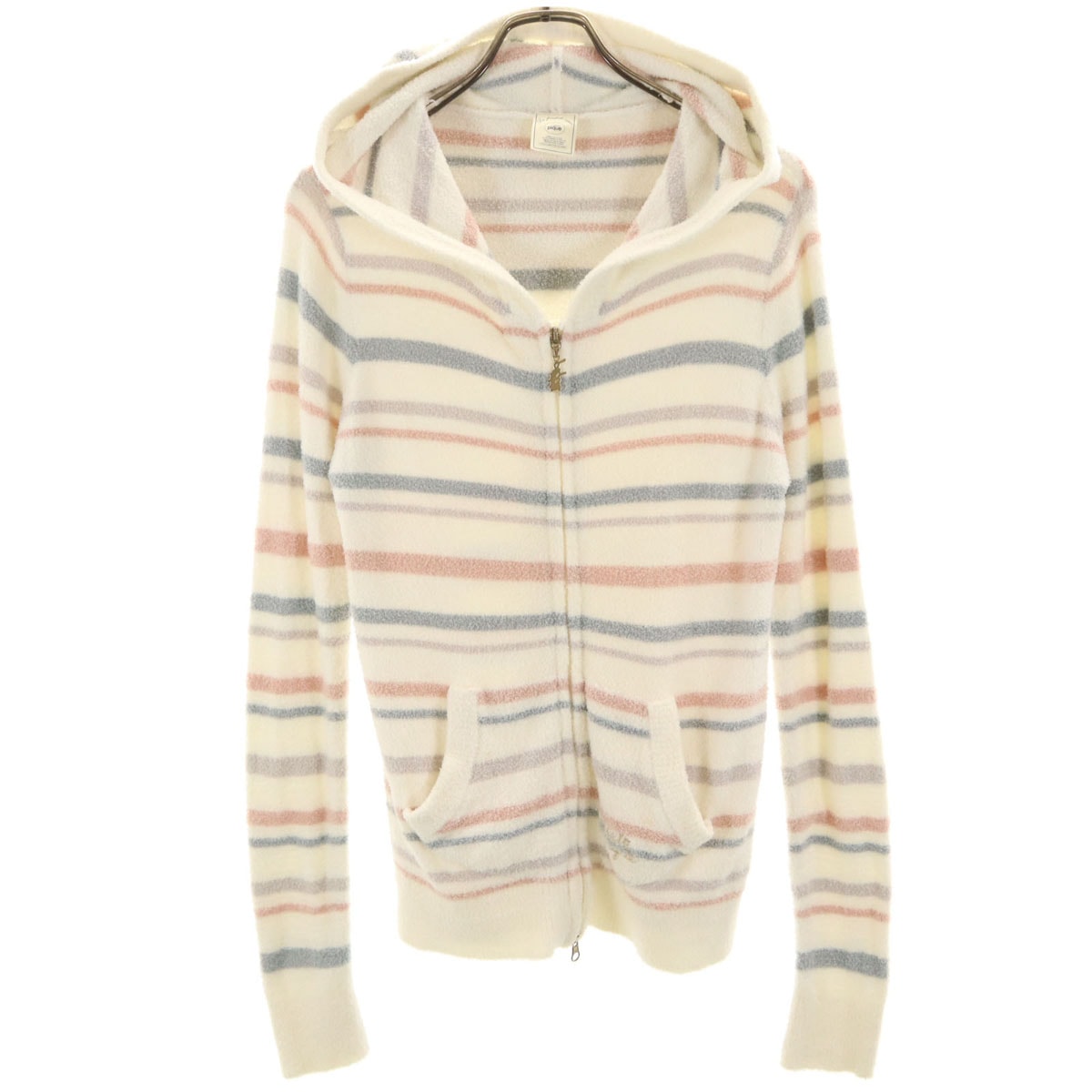 gelato pique ジェラートピケ 細ボーダー 長袖 スムーズィー ジップパーカー F ホワイト系 ルームウェア ジェラピケ