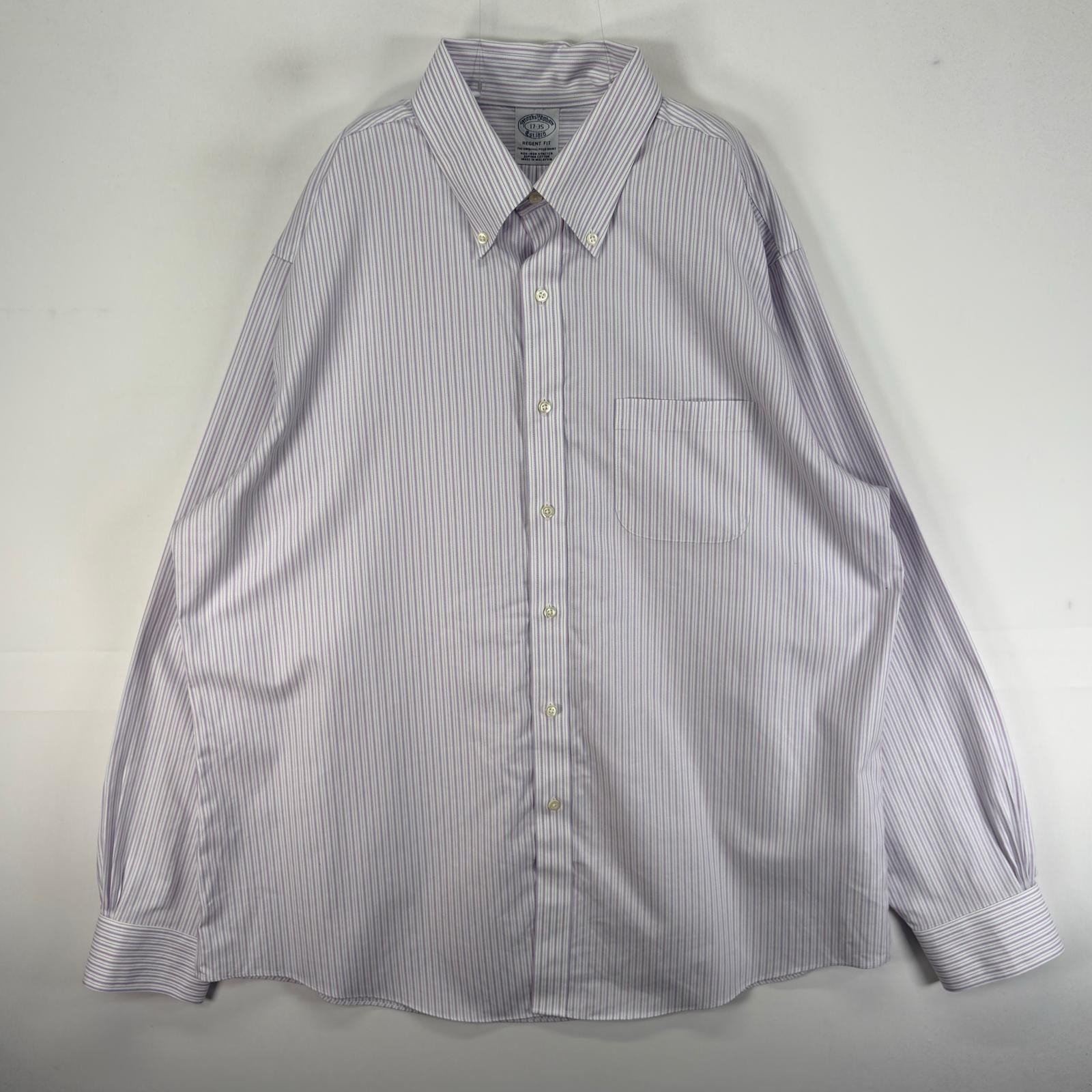 古着 ブルックスブラザーズ Brooks Brothers 長袖シャツ ボタンダウン REGENT XL  パープル系 ストライプ メンズ