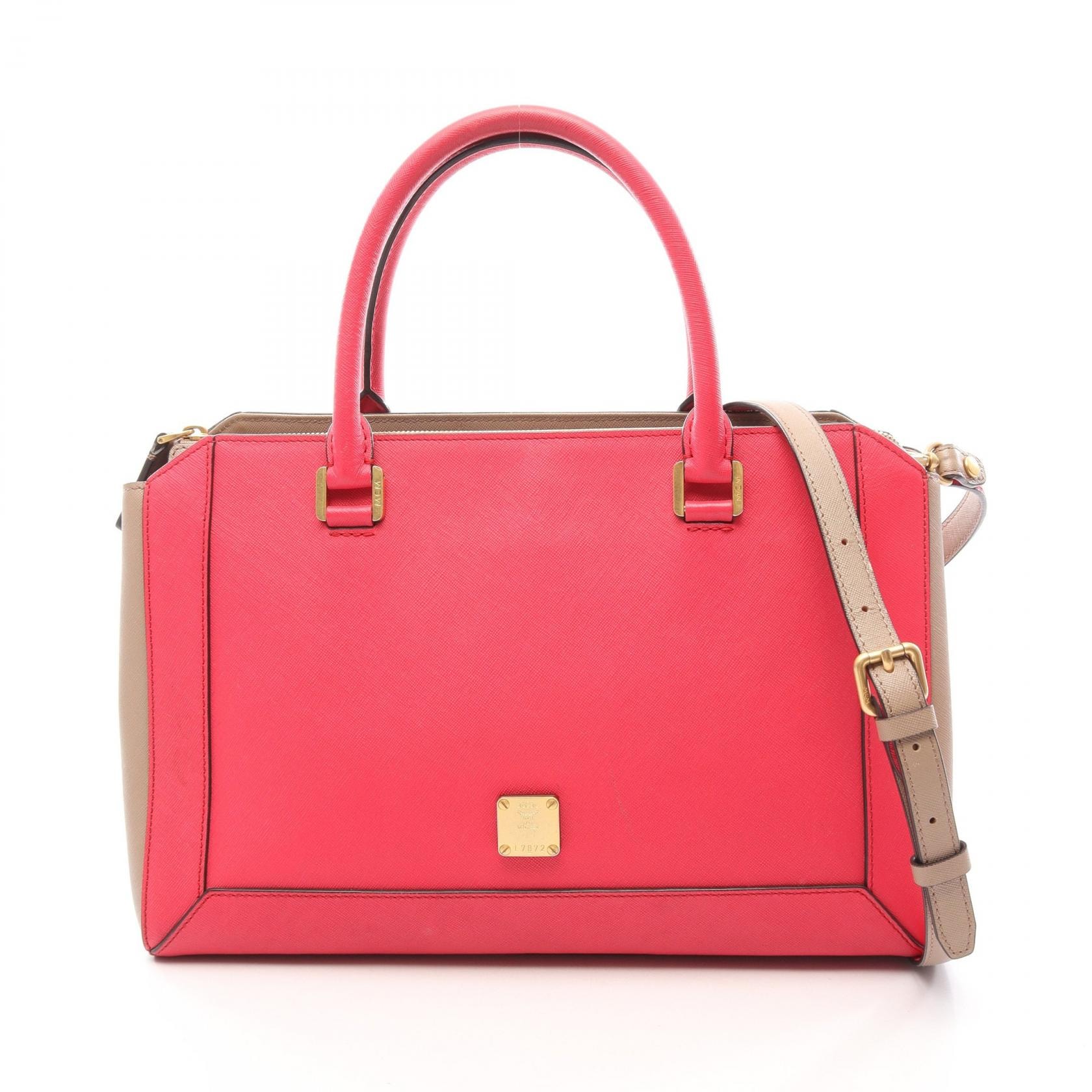 エム・シー・エム MCM 2WAY ハンドバッグ バッグ レザー レディース ピンク系 / ベージュ系 【中古】