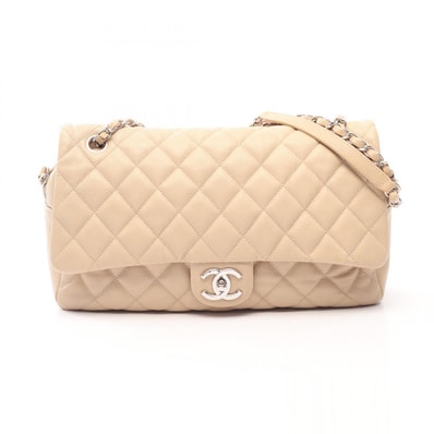 シャネル CHANEL デカマトラッセ シングルフラップ ショルダーバッグ バッグ キャビアスキン(グレインドカーフ) レディース ベージュ系 【中古】
