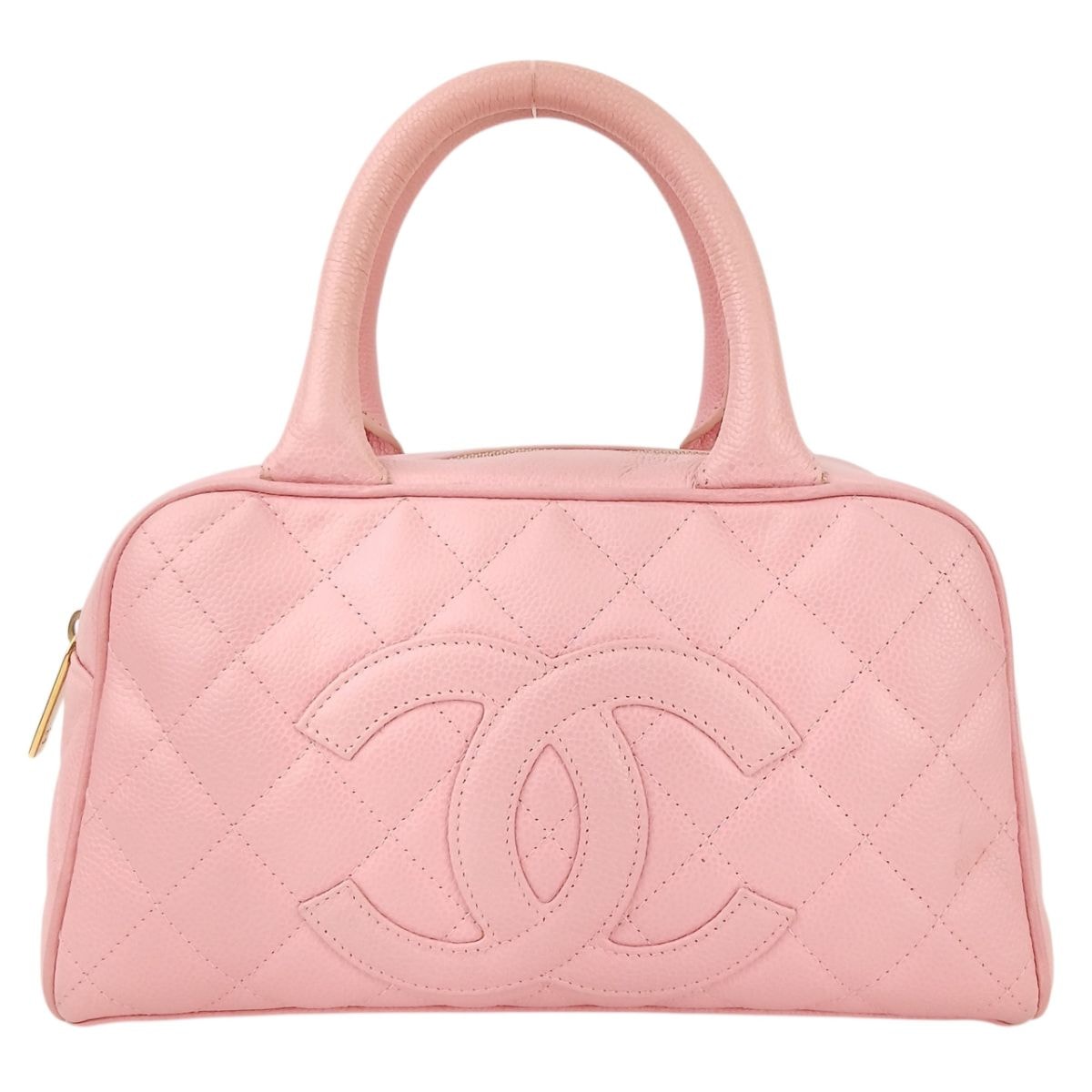 CHANEL シャネル ミニボストンバッグ ココマーク 8番台 ハンドバッグ マトラッセ ボストンバッグ A20996 キャビアスキン ピンク  レディース【中古】