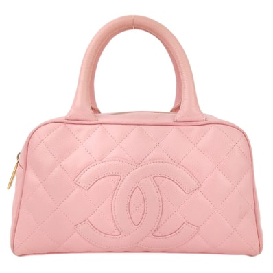 CHANEL シャネル ミニボストンバッグ ココマーク 8番台 ハンドバッグ マトラッセ ボストンバッグ A20996 キャビアスキン ピンク レディース【中古】