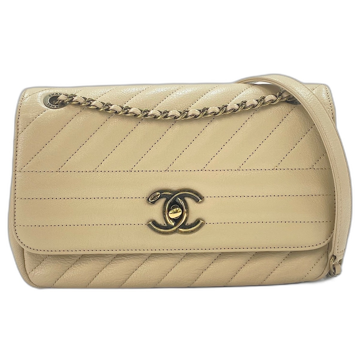 シャネル CHANEL ダイアゴナル キルティング ショルダーバッグ【中古】