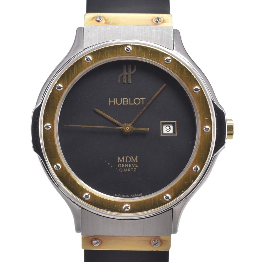 ウブロ HUBLOT 1391.2 MDM クラシック SS/K18 ブラック クォーツ レディース 良品 腕時計 M#150861