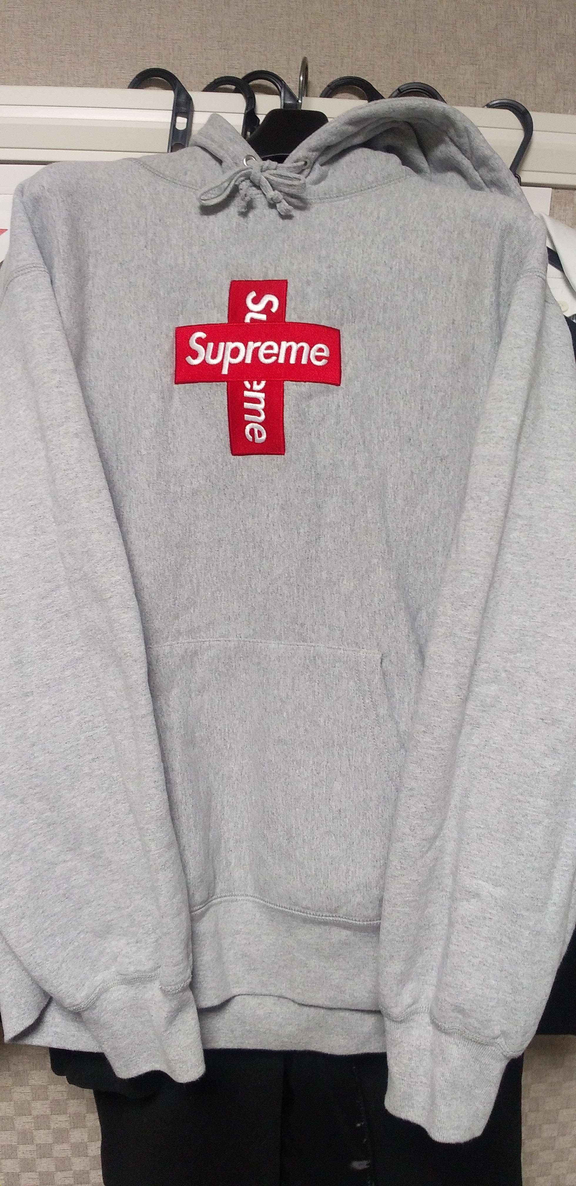 Supreme Cross Box Logo Hooded Sweatshirt "Grey"