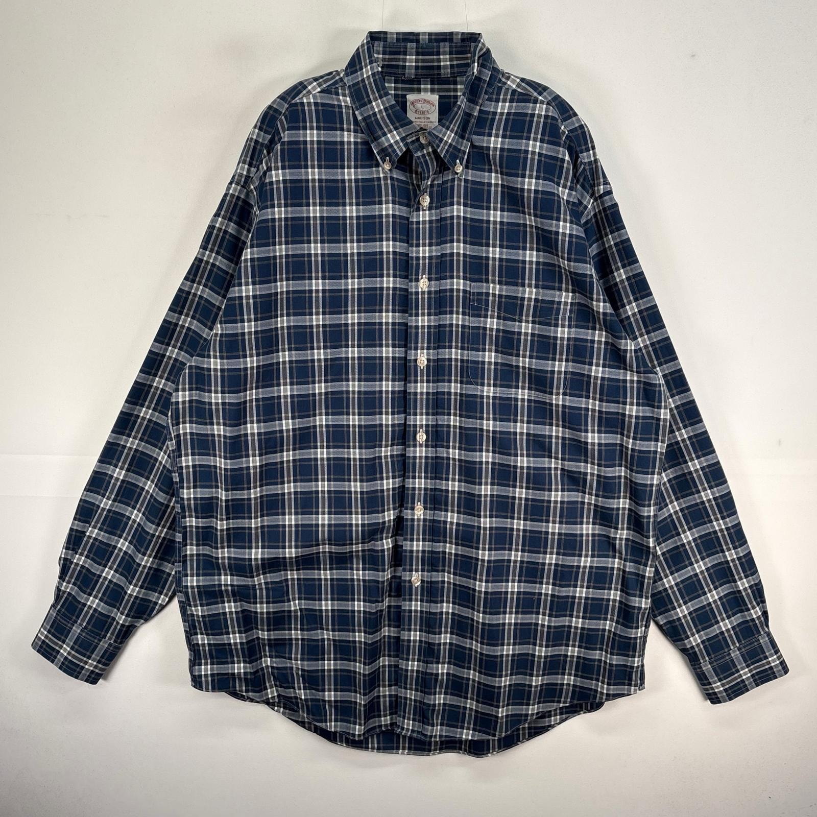 古着 ブルックスブラザーズ Brooks Brothers 長袖シャツ チェック 胸ポケ MADISON L  ネイビー系 マルチカラー メンズ