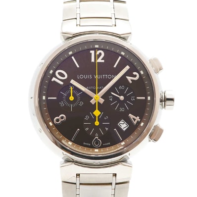 【6wdd0312】ルイヴィトン タンブール Q1121 ブラウン文字盤【中古】腕時計 メンズ