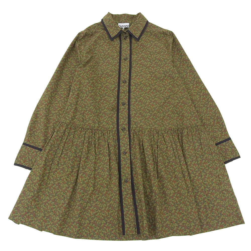ガニー Printed Cotton Mini Shirt Dress シャツ ワンピース レディース グリーン系 36 64J10294  F8523 36