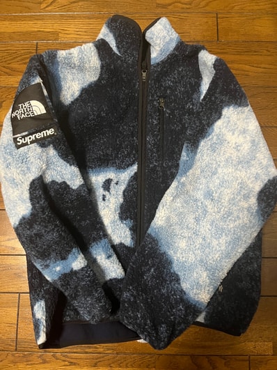 Supreme x The North Face Bleached Denim Print Fleece Jacket "Indigo"