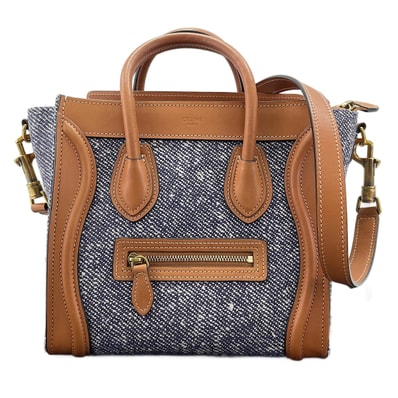 セリーヌ CELINE キャンバス, レザー ラゲージ ナノ ショッパー 2WAY ハンドバッグ【中古】