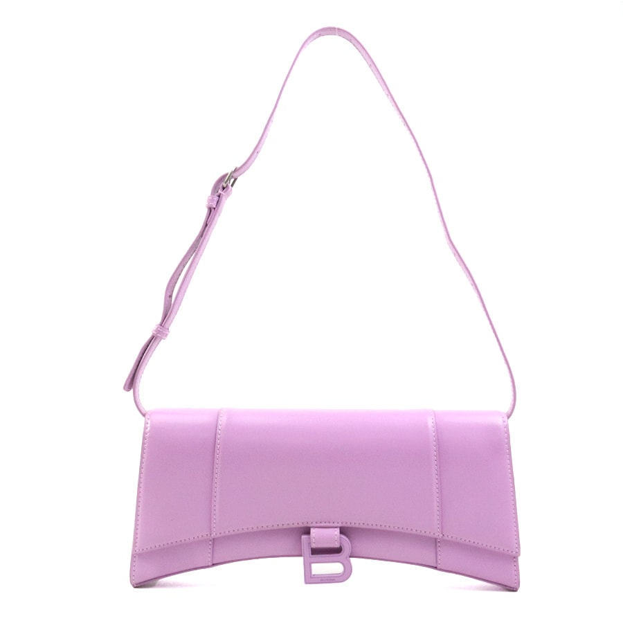 バレンシアガ BALENCIAGA ショルダーバッグ アワーグラス レザー ピンクパープル レディース 654942【中古】 h31148g