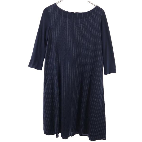 Yohji Yamamoto ヨウジヤマモト 7分袖 ワンピース ネイビー