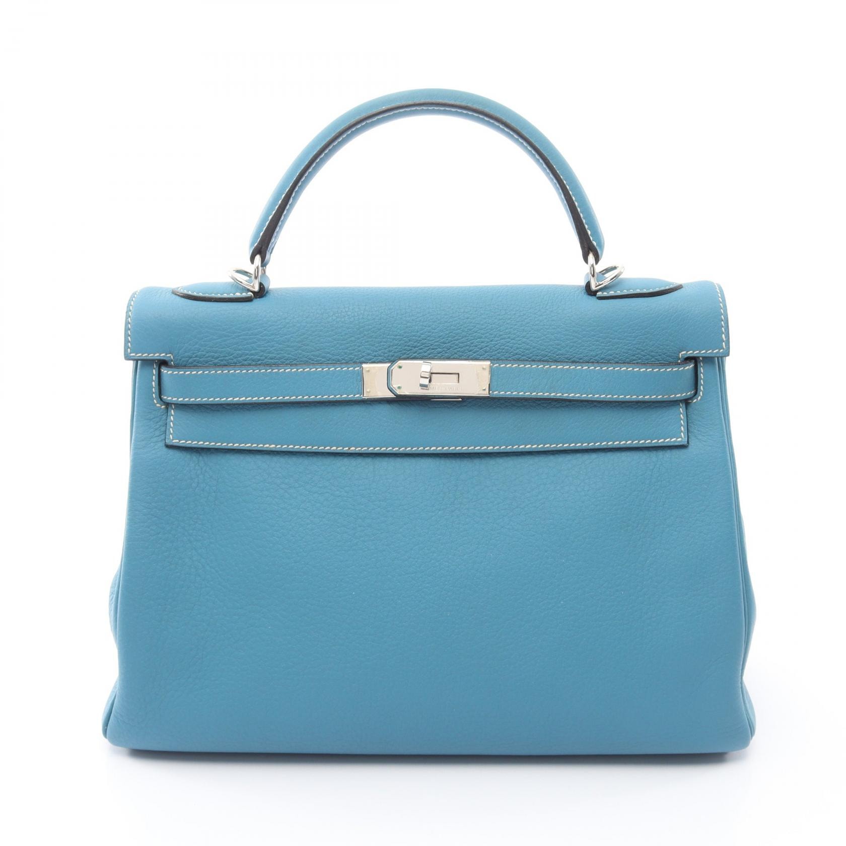 エルメス HERMES ケリー32 2WAY 内縫い ハンドバッグ バッグ レザー トリヨンクレマンス トリヨンクレマンス ブルージーン □K刻印(2007年製造) レディース ブルー系 【中古】