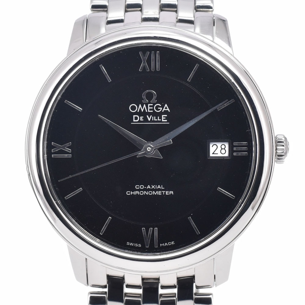 オメガ OMEGA 424.10.37.20.01.001 デビル デイト CO-AXIAL ブラック 自動巻き メンズ 保証書付き 腕時計 J#150065