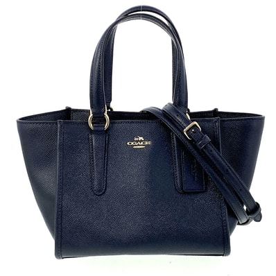 COACH コーチ クロスビー キャリーオール ハンドバッグ F11925 グレインレザー ネイビー レディース【中古】
