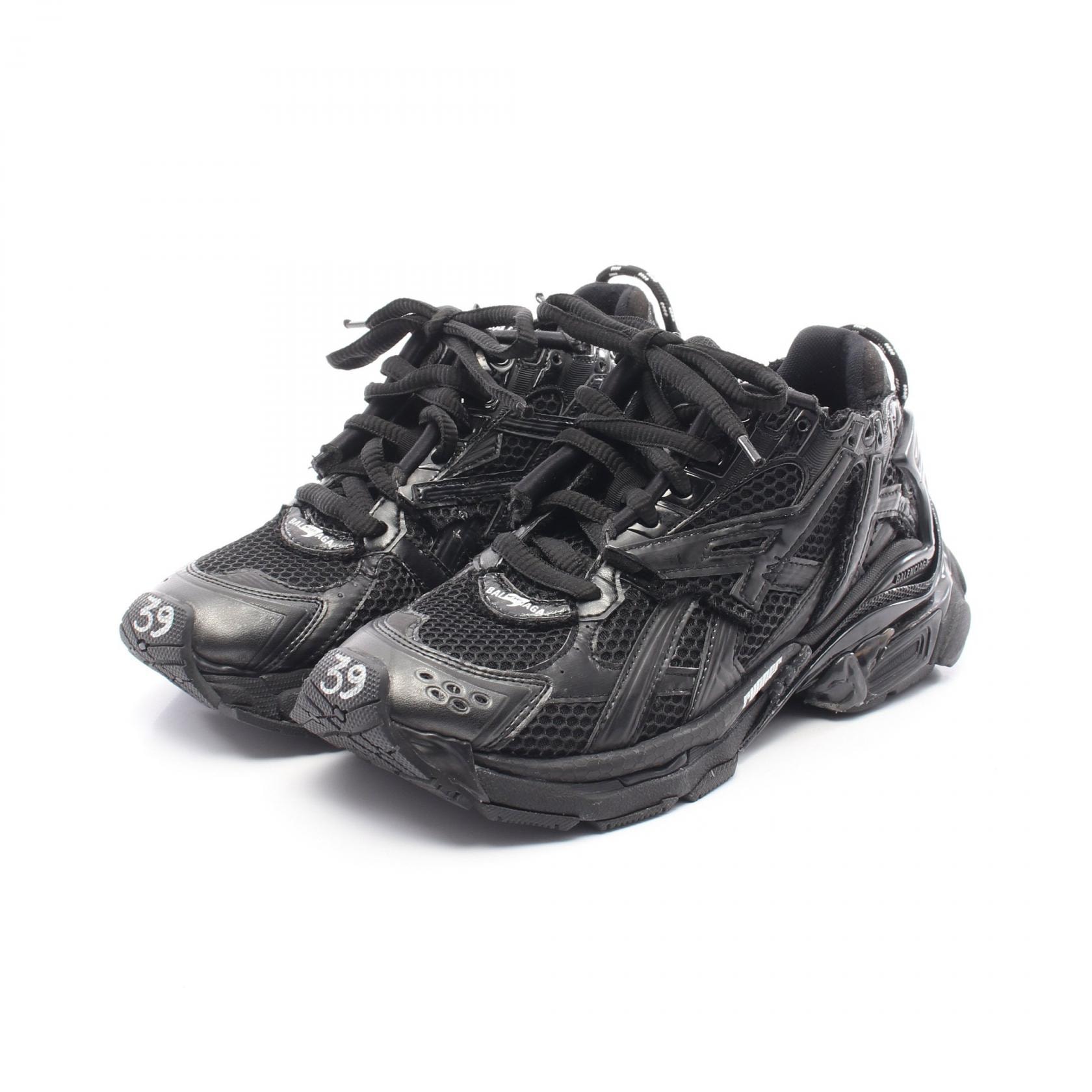 バレンシアガ BALENCIAGA RUNNER ランナー スニーカー 靴 レザー ファブリック メンズ ブラック系 656065 【中古】