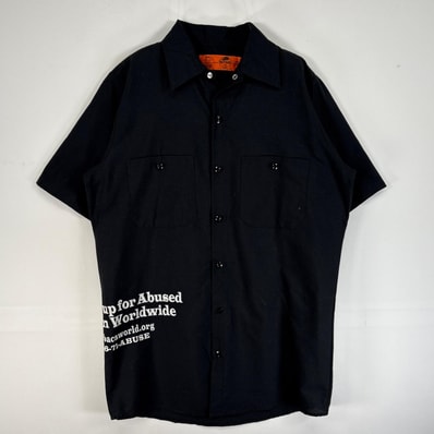 古着 レッドキャップ RED KAP 半袖シャツ ワーク 企業 バイカー 天使 B.A.C.A S ブラック 両面プリント メンズ