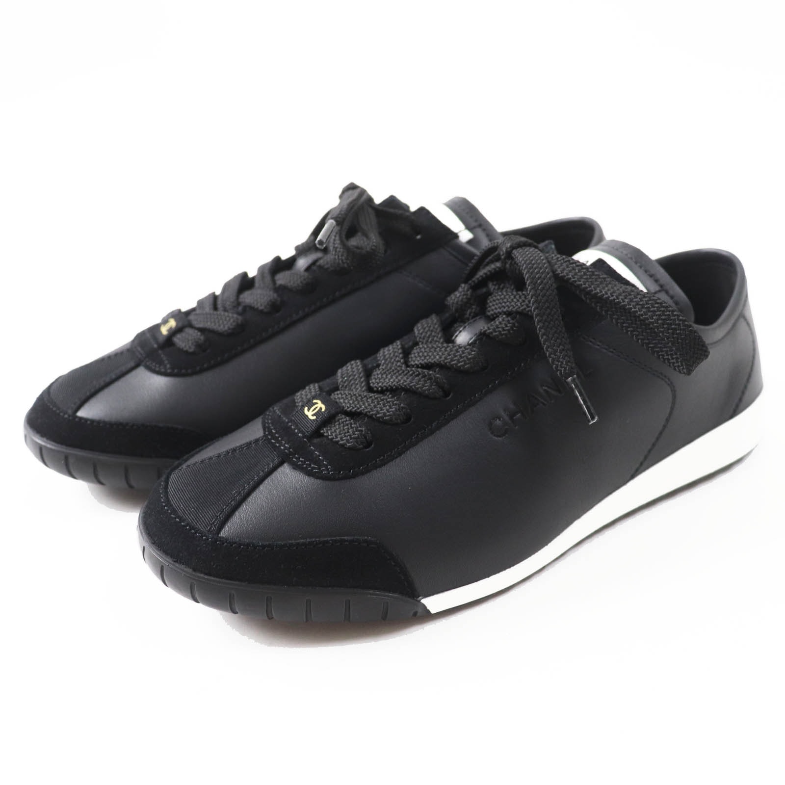 未使用品 シャネル スニーカー ブラック ホワイト レディース 36 24S G45714