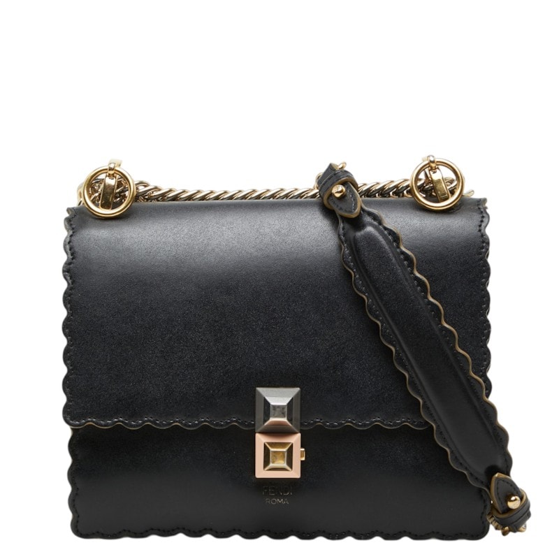フェンディ ミニ キャナイ チェーン ショルダーバッグ 8M0381 ブラック レザー レディース FENDI 中古