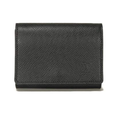 LOUIS VUITTON ルイ・ヴィトン アンヴェロップ カルト ドゥ ヴィジット NM LVロゴ エンボス ブラック パスケース 名刺入れ スナップボタン マチ付き コンパートメント タイガ ノワール カードケース M64595
