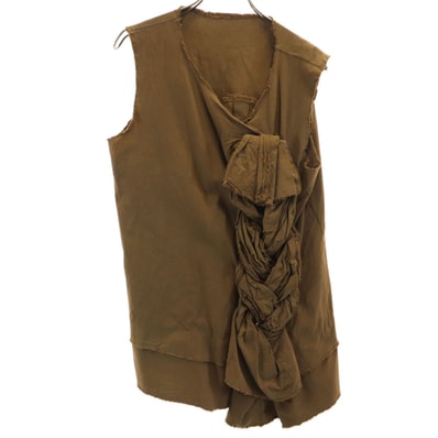 COMME des GARCONS コムデギャルソン 2002年 日本製 ノースリーブ カッティング加工 カットソー M ブラウン系