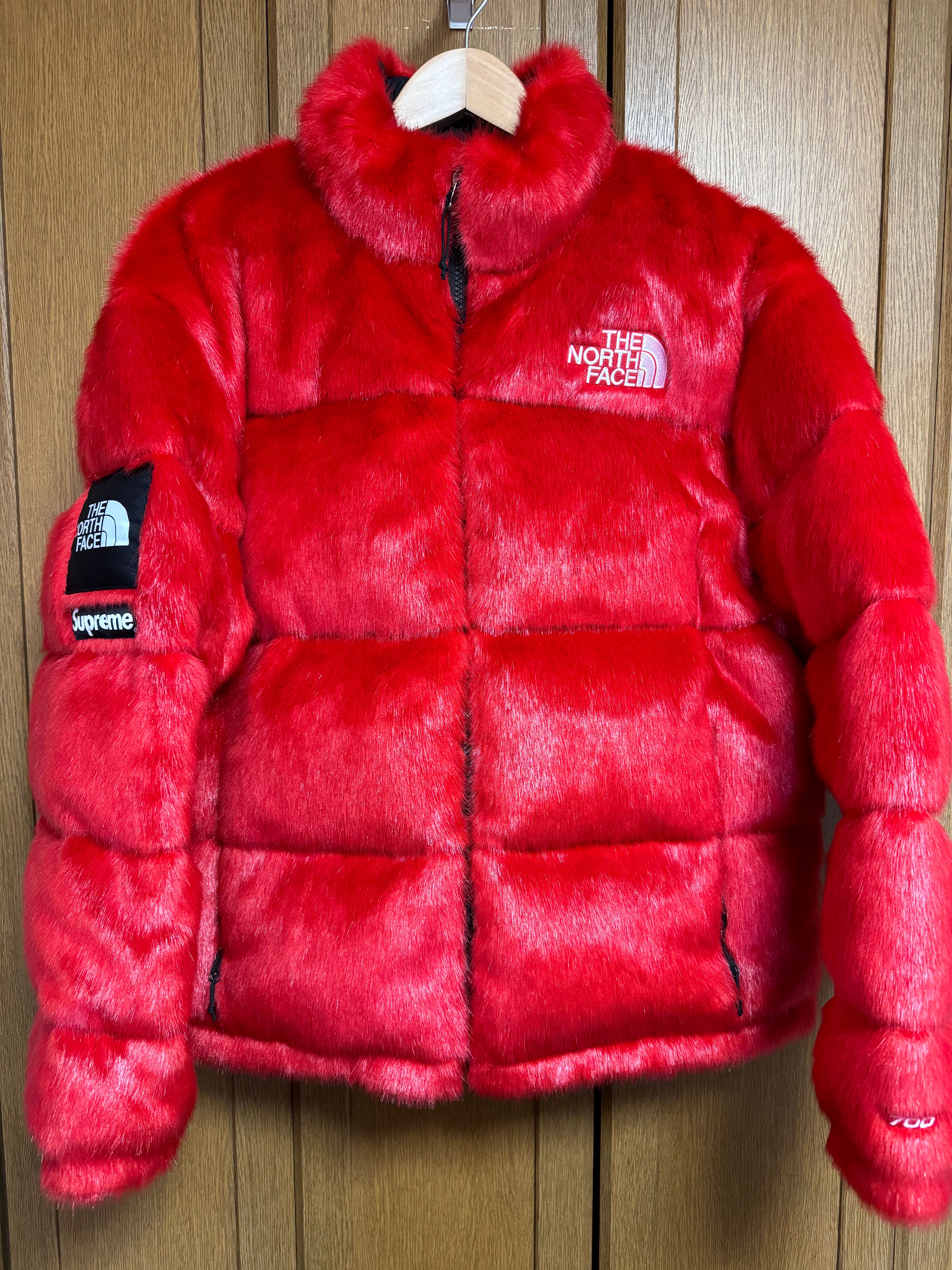 Supreme x The North Face Faux Fur Nuptse Jacket "Red"