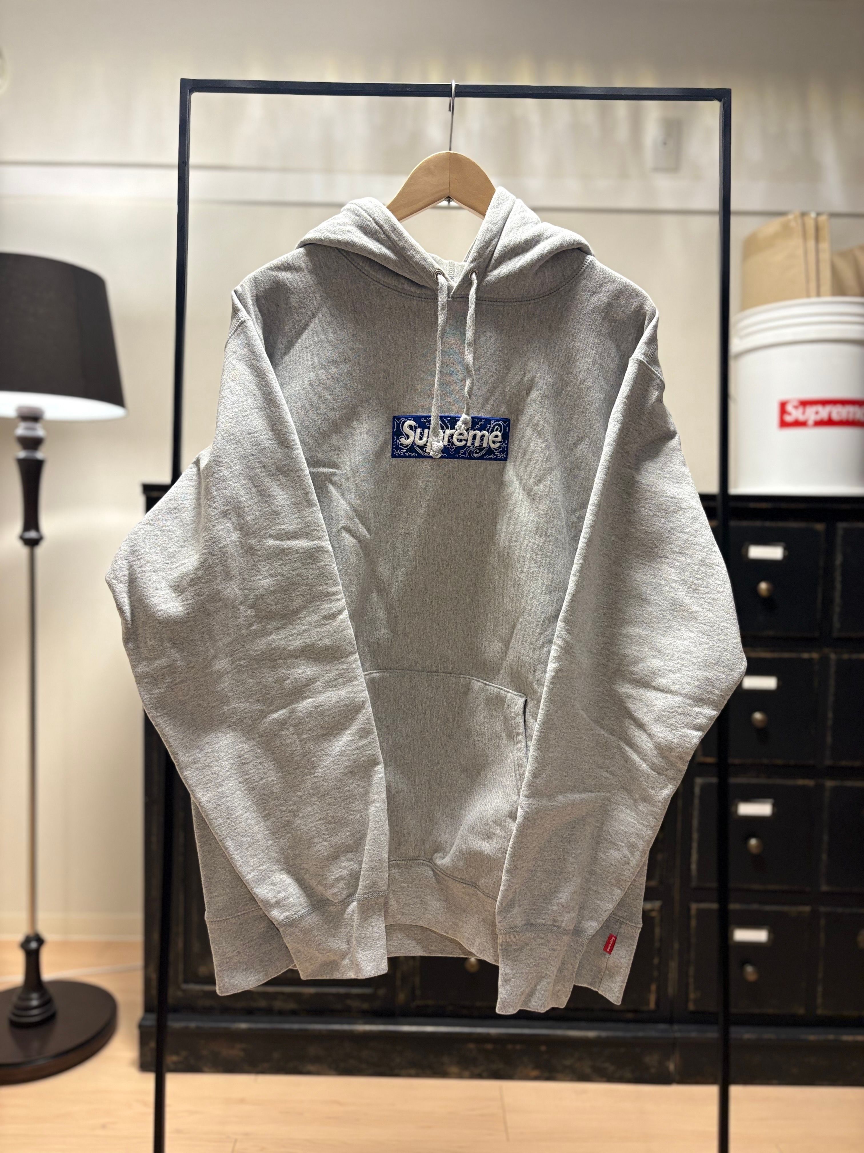 Supreme Bandana Box Logo Hooded Sweatshirt "Grey"