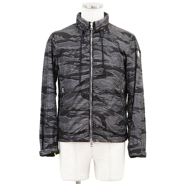 【極美品】MONCLER モンクレール ブルゾン CEZANNE GIUBOTTO タイガーカモ ナイロン100% メッシュライニング リフレクターライン アウター メンズ サイズ 0 チャコール ブラック 黒 ルーマニア製
