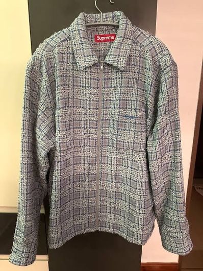 Supreme Boucle Zip Up Shirt "Blue"