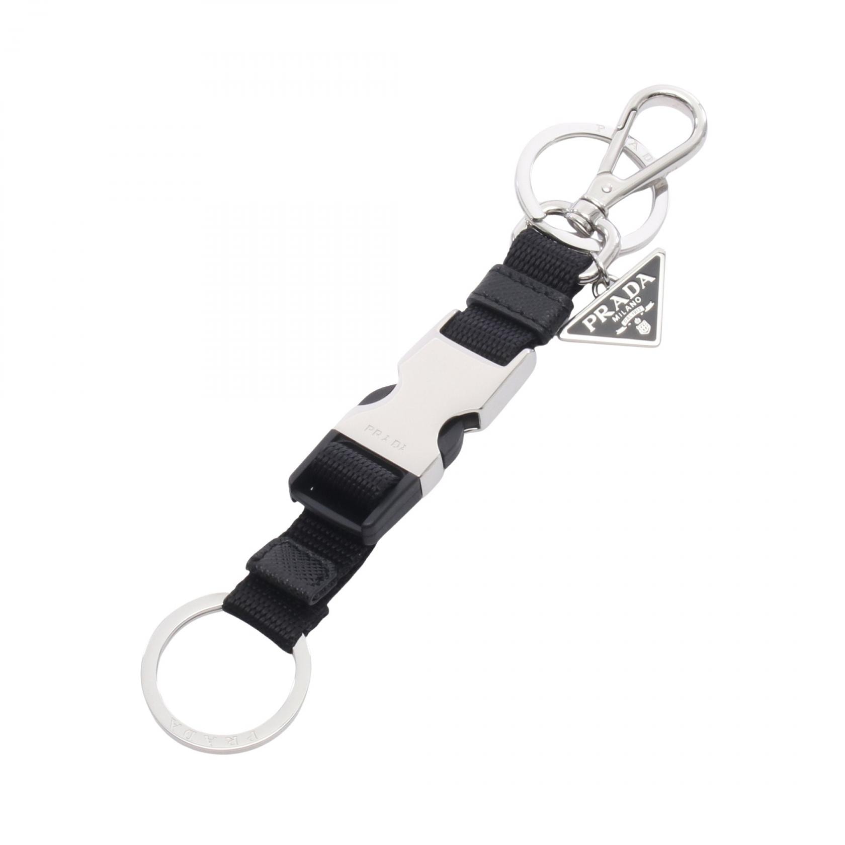 プラダ PRADA キーホルダー アクセサリー ナイロン メタル メンズ ブラック系 / シルバー系 2PT0132DMNF0002 【新品】