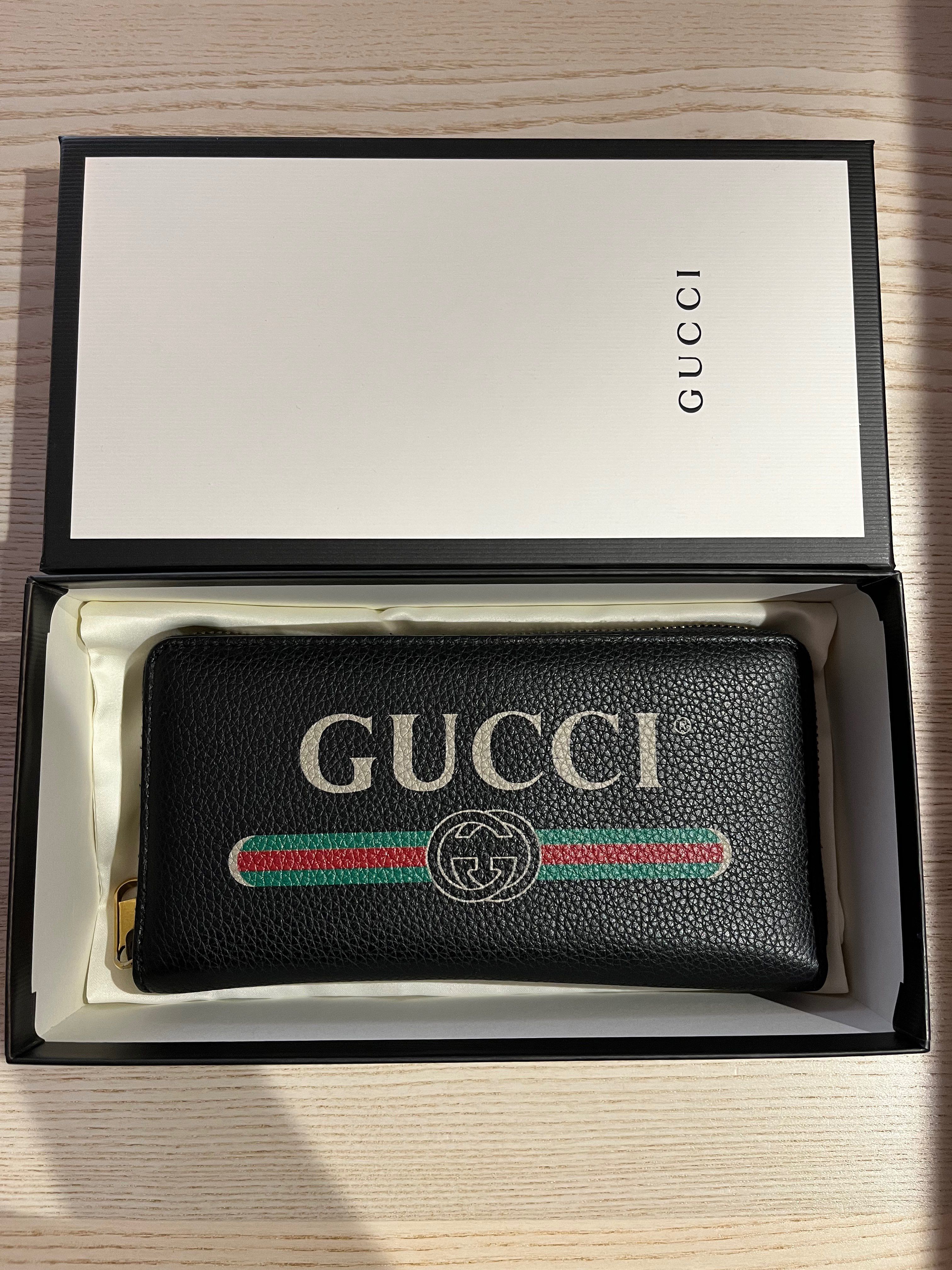 GUCCI Vintage Logo Print Zip Around Wallet "Black"