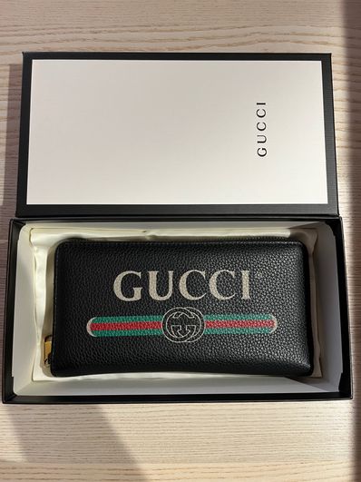 GUCCI Vintage Logo Print Zip Around Wallet "Black"