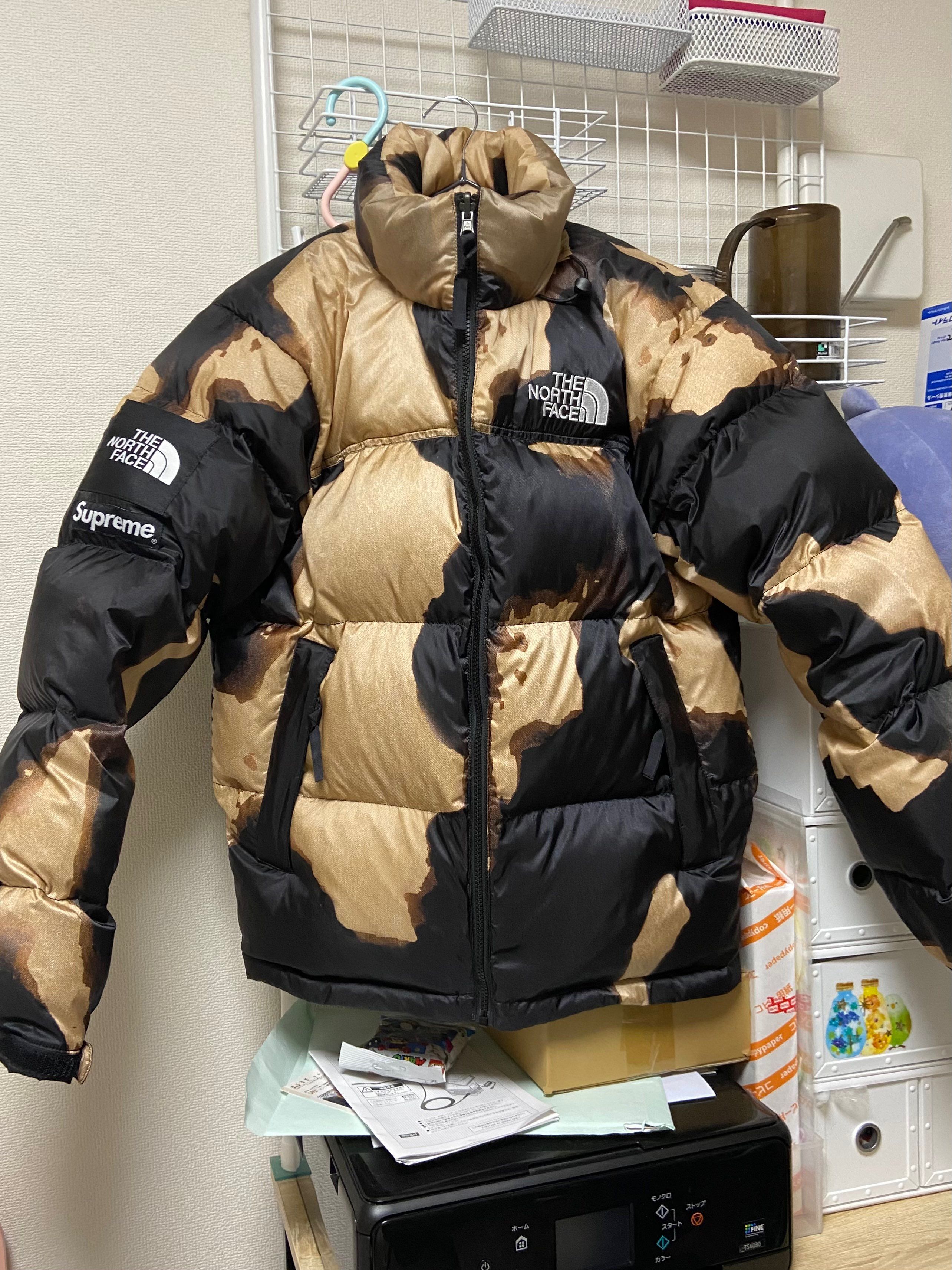 Supreme x The North Face Bleached Denim Print Nuptse Jacket "Black"