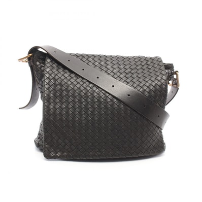 ボッテガヴェネタ BOTTEGA VENETA イントレチャート ショルダーバッグ バッグ レザー メンズ ブラック系 【中古】