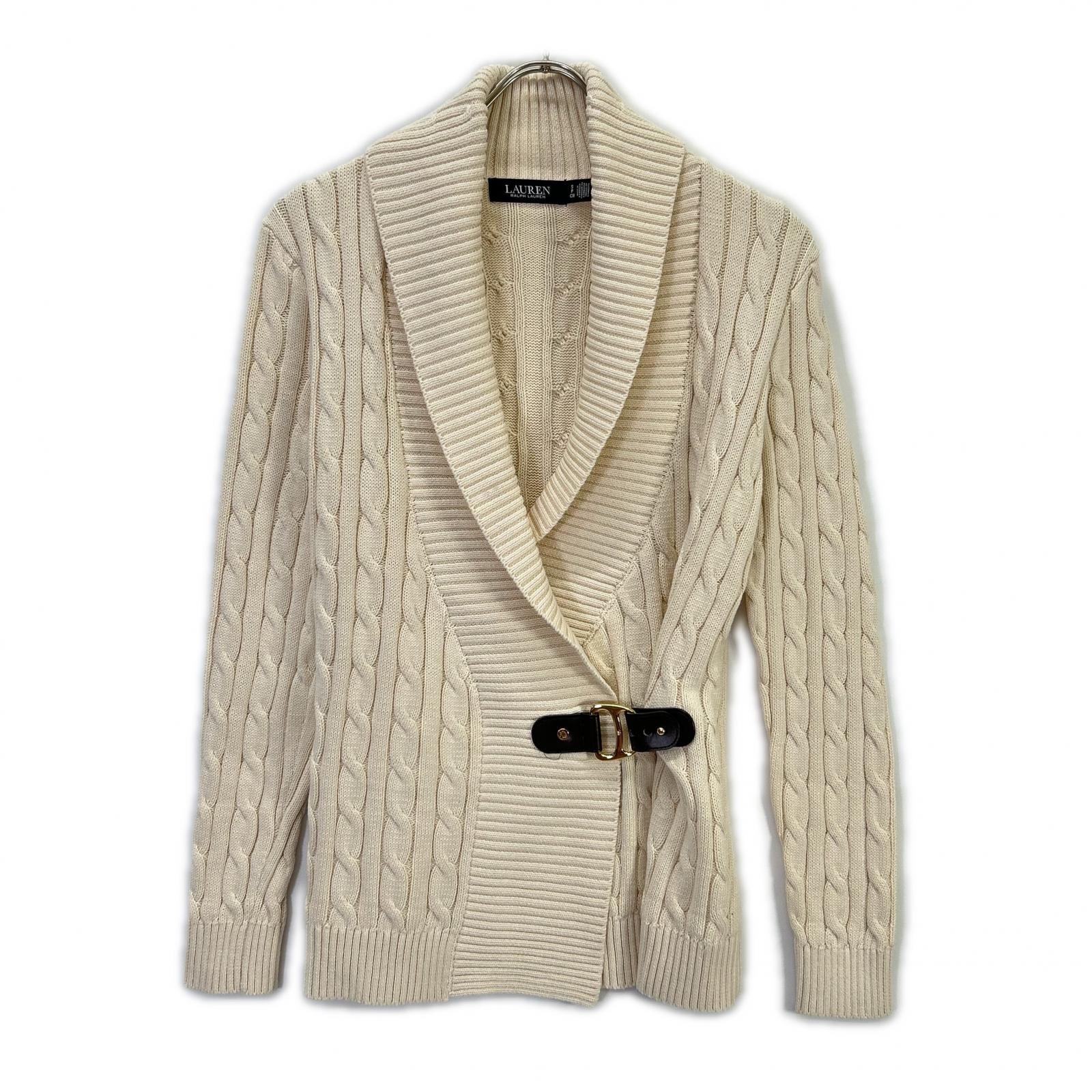 ローレン ラルフローレン アイボリー バックルド コットン セーター S