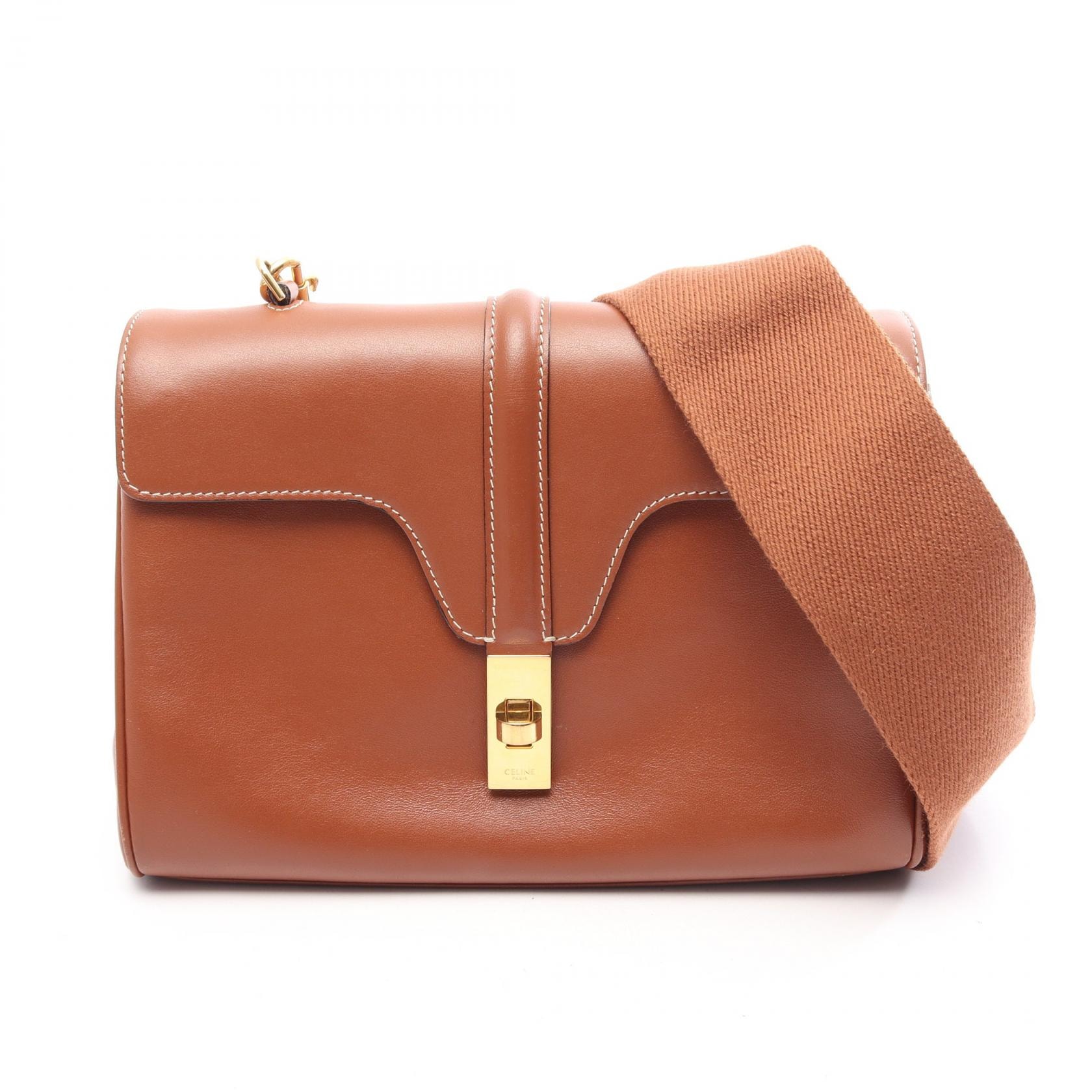 セリーヌ CELINE ティーンソフト16 ショルダーバッグ バッグ レザー レディース ブラウン系 【中古】